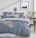 Homeline Duvet Cover Set Cotton Satin Queen with 2 Pillowcases 225x245 1329 Blue