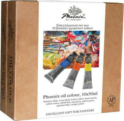 Phoenix Arts Oil Colour Set Oil Colours Set 50ml 10pcs