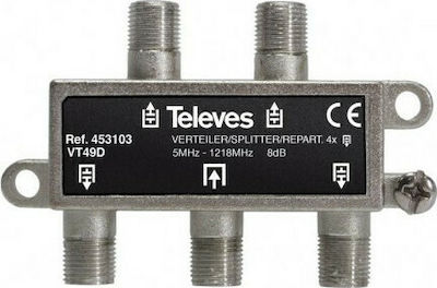 Televes F 4W 5-1220 MHz 8dB Splitter Accesorii Satelit 453103 12-17-0203