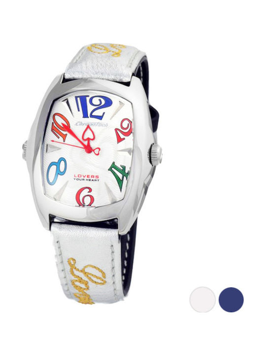 Chronotech Ανδρικό Ρολόι 43mm Μπαταρίας με Λευκό Δερμάτινο Λουράκι