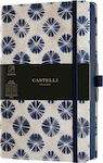 Castelli Shibori Flowers Notizbuch A5 Geregelt mit Gummiband und Stifthalter Blau QC6BM.003