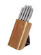 Cryspo Trio Acacia Knife Set with Block from Stainless Steel 5pcs