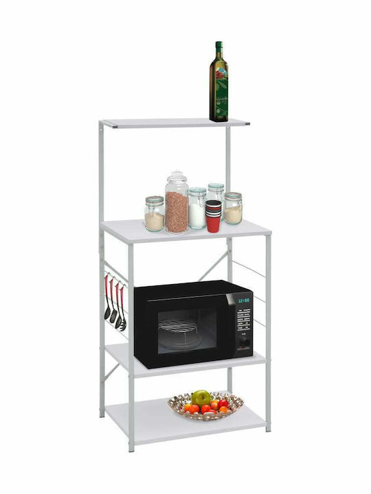 vidaXL Kitchen Rack Wooden in White Color 4 Slots 60x39.6x123cm