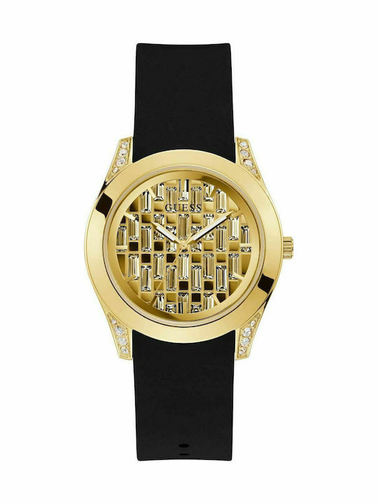 Guess Women's Watch with Black Leather Strap