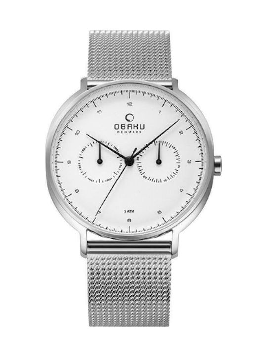 Obaku Blomme Дамски Часовник 40мм Хронограф Кварцов със Сребриста Метална Верижка