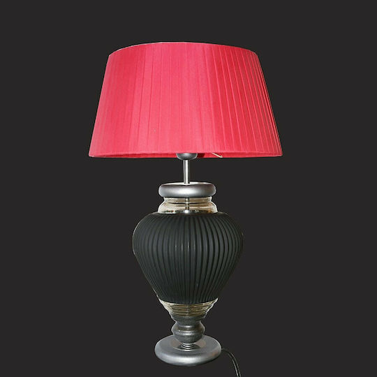 DITS Lighting Metal Lampă de masă cu Abajur Roșu și Bază Negru