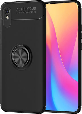 Slim Ring Kickstand Umschlag Rückseite Kunststoff Schwarz (Redmi 9A / 9AT)