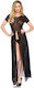 Leg Avenue High Slit Gown with String - Black