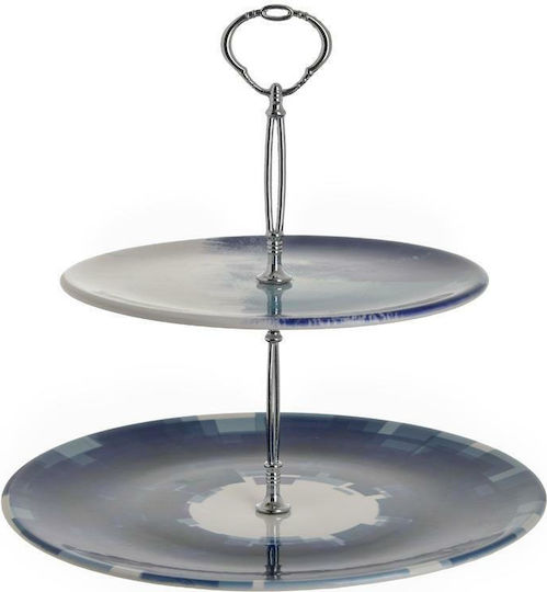 Inart Κεραμική Εταζέρα 2 Ορόφων Μπλε Ø27xY30cm 2τμχ Inart Κεραμική Εταζέρα 2 Ορόφων Μπλε Ø27xY30cm 2τμχ