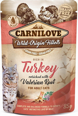 Carnilove Pouches Turkey enriched with Valerian Root Υγρή Τροφή Γάτας με Γαλοπούλα 85gr