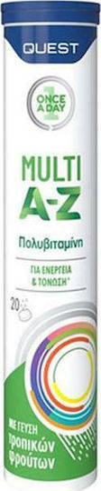 Quest Multi A-Z Vitamins Πολυβιταμίνη για Ενέργεια Tropical Fruit 20 αναβράζοντα δισκία
