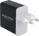 DeLock Φορτιστής Χωρίς Καλώδιο με Θύρα USB-C 27W Power Delivery / Quick Charge 4+ Μαύρος (41444)