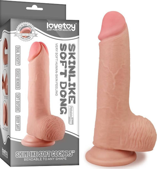 Lovetoy Skinlike Soft Dildo mit Hoden und Saugnapf Flesh 19cm