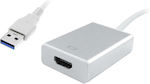 Powertech Convertor USB-A masculin în HDMI feminin Argint (PTH-022)