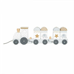 Jabadabado Slide Toy Train with Blocks Silver Line made of Wood for 36++ Months