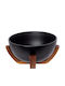 Cryspo Trio Acacia Porcelain Salad Bowl Black 25.5x25.5x12.5cm