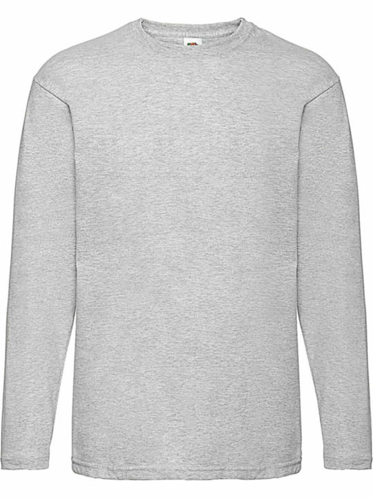 Fruit of the Loom Valueweight Τ Bărbătesc Mânecă Lungă Gri Heather