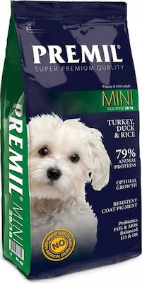 Premil Super Premium Mini 1kg Dry Food Grain Free for Adult Dogs of Small Breeds with Turkey and Duck