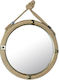 Espiel Wall Mirror with Brown Wooden Frame Diameter 60cm 1pcs