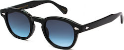 Moscot Lemtosh Sunglasses with Black Plastic Frame and Blue Gradient Lens