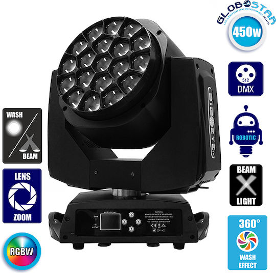 GloboStar Φωτορυθμικό Wash LED DMX με Ρομποτική Κεφαλή Atlas HAWKEYE 2 K10 RGBW