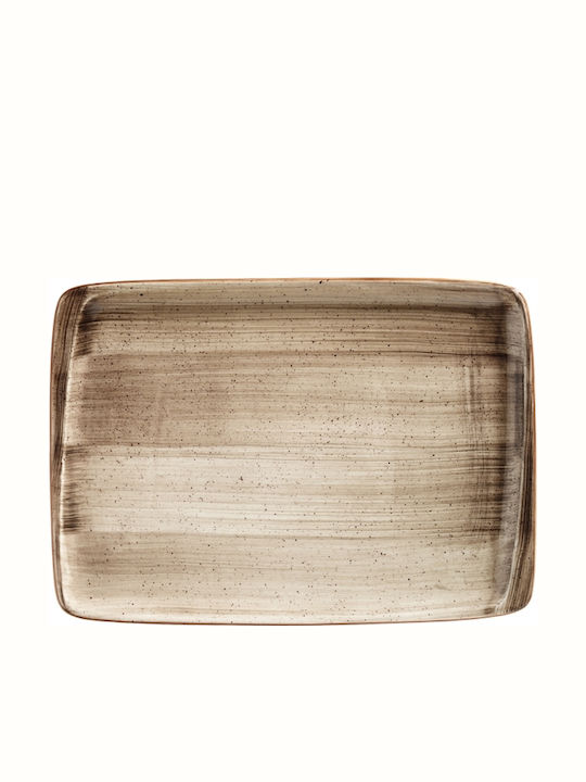 Bonna Plate Shallow Rectangular made of Porcelain Beige-Brown 23x16cm 12pcs