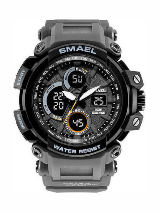 Smael Men's Watch 17mm Chronograph Battery with Gray Rubber Strap