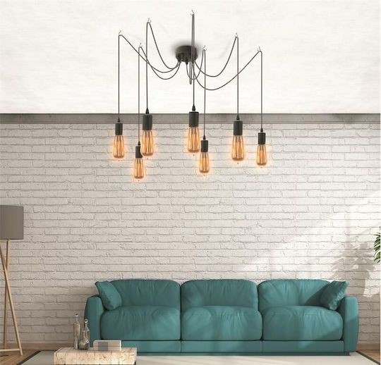 Lustră Negru pentru 7 Becuri E27 250cm.