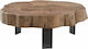 Oval Coffee Table Siva from Solid Wood Beige L70xW65xH33cm.