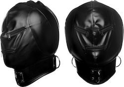 XR Strict Bondage Hood with Posture Collar and Zippers BDSM Μάσκα σε Μαύρο Χρώμα