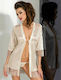Passion Lotus Peignoir & Thong Set Sexy cu Halat Cream