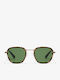 Hawkers Women's Sunglasses with Brown Tartaruga Metallic Frame and Green Lens