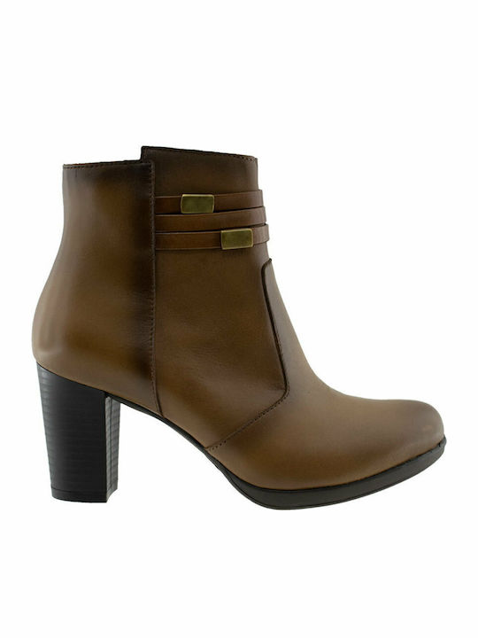 Leder Stiefeletten Damen Tabac Braun