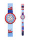 FlikFlak Kids Analog Watch City of Life Firestruck with Fabric Strap Light Blue