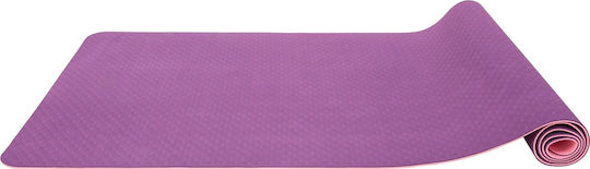 AMILA Упражнение Мат Йога Pink/Purple с преносима дръжка (173x60x0.4см)