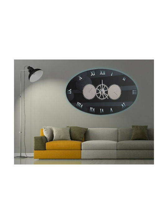 Ploumatos Wall Clock Mirror Silver 104x78cm