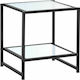 Atos Metallic Bedside Table with Glass Surface Black 48x44x50cm