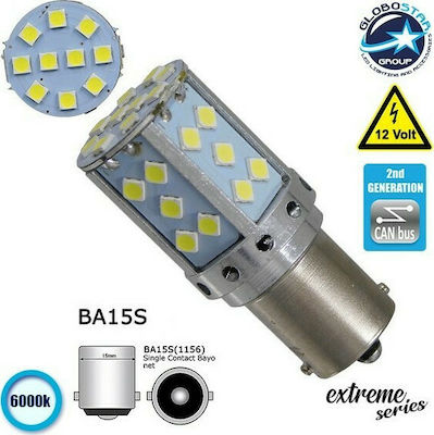 GloboStar Becuri Mașini Extreme Series P21W-BA15S-1156 Canbus LED 6000K Alb rece 12V 16W 1buc