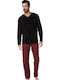 Minerva 90-70799 Men's Winter Cotton Pajamas Set Black 90-70799-045