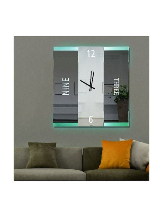 Ploumatos Wall Clock Mirror Silver 105x105cm