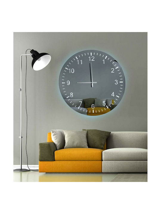 Ploumatos Wall Clock Mirror Silver 104x104cm