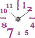 3D Wall Clock Sticker Mirror Pink Ø120cm