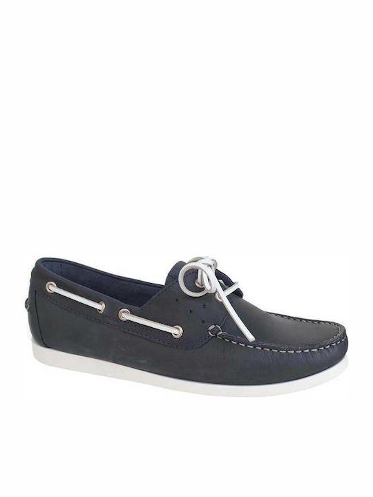 Canguro Men's Leather Boat Shoes Blue