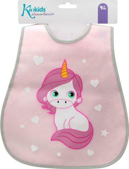 Kiokids Unicorn Waterproof Bib Fabric with Hoop & Loop Fastener & Pocket Pink