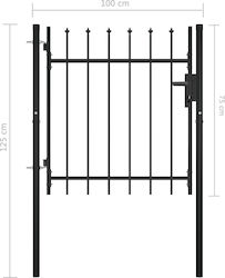 vidaXL Metallic Garden Gate with Lances Black 75cm x 1m 144358