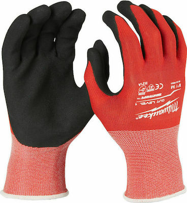 Milwaukee Gloves for Work Red Nitrile for Cutting Protection Level 1