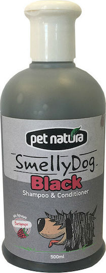 Pet Natura Smelly Dog Black Shampoo Dog with Fabric Softener for Dark Hair 500ml