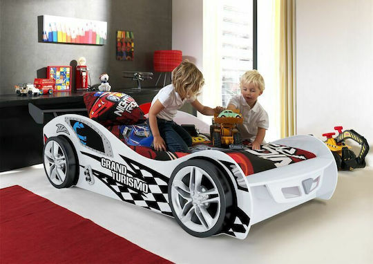 Grand Turismo Kids Bed Car Single White for Mattress 90x190cm