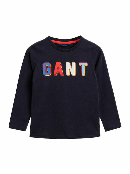 Gant Bluză pentru copii Cu mâneci lungi Albastru marin Long Sleeve Πολύχρωμο Logo