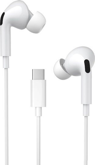 WK Y31 Type-C In-ear Handsfree με Βύσμα USB-C Λευκό